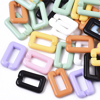 Opaque Acrylic Linking Rings, Quick Link Connectors, For Jewelry Cross Chains Making, Rectangle, Mixed Color, 30x20x5.5mm, Inner Diameter: 7.5x17.5mm, about 230pcs/500g