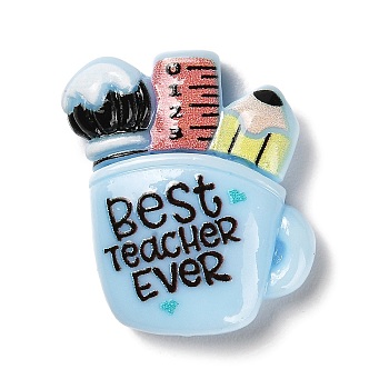 Teacher's Day Theme Opaque Resin Cabochons, Bottle, 24x22x6.5mm