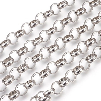3.28 Feet 304 Stainless Steel Rolo Chains, Belcher Chain, Unwelded, Stainless Steel Color, 12mm
