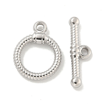 Non-Tarnish 304 Stainless Steel Toggle Clasps, Ring, Stainless Steel Color, Ring: 15x11.8x2mm, Hole: 1.2mm, Bar: 18x5x2mm, Hole: 1.5mm