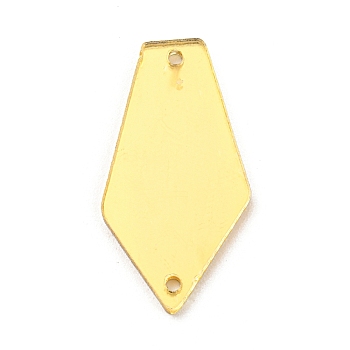 Pentagon Tie Acrylic Sew On Mirror Rhinestones, Costume Clothing Decoration, Gold, 27.5x14.5x1.3mm, Hole: 1.4mm