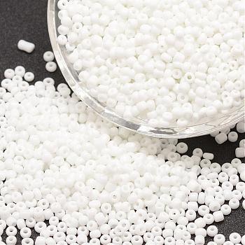 8/0 Glass Seed Beads, Grade A, Round, Opaque Colours, White, 2.8~3.2mm, Hole: 1.0mm, about 1500pcs/50g