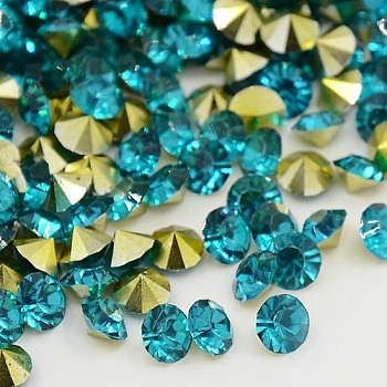 Grade AAA Pointed Back Resin Rhinestones, Diamond Shape, Teal, 5.5mm, about 2880pcs/bag
