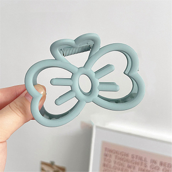 Plastic Claw Hair Clips, Bowknot, Pale Turquoise, 89x60mm