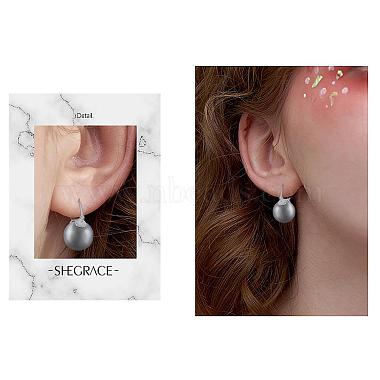 Pearl Earrings Gray Round Ball Hoop Dangle Earrings Stud Elegant Shell Pearl Drop Stud Imitation Freshwater Cultured Pearls Earrings Brass Charms Jewelry Gift for Women(JE1096C)-7