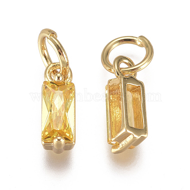 Brass Micro Pave Cubic Zirconia Charms(ZIRC-F111-03G)-3