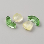 Handmade Lampwork Beads, Flower and Leaf, Champagne Yellow, 9x9x5.5mm, Hole: 1mm, 10 set/bag(LAMP-TAC0004-04E)