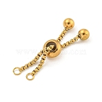 Adjustable 304 Stainless Steel Box Chain Slider Bracelet Making, Golden, 3-1/8 inch(8cm), Hole: 2.2mm(MAK-L038-001G-01)