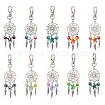 10Pcs 5 Styles Woven Net/Web with Wing Alloy Pendant Decorations, Synthetic Turquoise Beads and Lobster Claw Clasps Charms for Bag Ornaments, Starfish, 103mm, 2pcs/style(HJEW-JM02975-01)