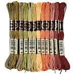 6-Ply Polyester Embroidery Floss, Cross Stitch Threads, Segment Dyed Gradient Color/Christmas/Autumn Color Series, Mixed Color, 0.5mm, about 8.75 Yards(8m)/Skein, 24 skeins/set(OCOR-CY0004-40C)
