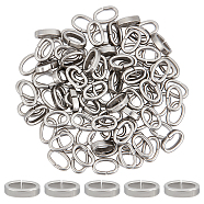 100Pcs Oval 201 Stainless Steel Slide Charms, Stainless Steel Color, 10x6x2.5mm, Hole: 4x7mm(STAS-UN0043-60)