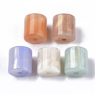 Opaque Acrylic Beads, with Gold Sand, Two Tone, Column, Mixed Color, 18x17mm, Hole: 3mm(OACR-T020-052)