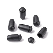 Plastic Cord End, End Cap with Flat Round Plug, Cone, Black, 18x8.5mm, Hole: 4.4mm(FIND-WH0042-30)