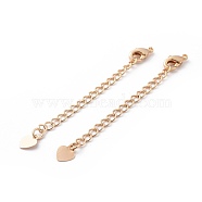 Brass Chain Extender, Long-Lasting Plated, Real 18K Gold Plated, Nickel Free, Heart, 50~55x4mm(X-KK-G333-01G-NF)