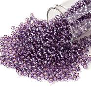 TOHO Round Seed Beads, Japanese Seed Beads, (2219) Silver Lined Light Grape, 8/0, 3mm, Hole: 1mm, about 1110pcs/50g(SEED-XTR08-2219)