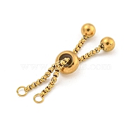 Adjustable 304 Stainless Steel Box Chain Slider Bracelet Making, Golden, 2-1/4 inch(5.7cm), Hole: 2mm(MAK-L038-001G-01)