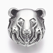 304 Stainless Steel Beads,  Bear, Antique Silver, 13.5x13x9mm, Hole: 3mm(STAS-F195-055AS)