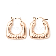 Ion Plating(IP) 304 Stainless Steel Chunky Rectangle Hoop Earrings for Women, Rose Gold, 22x20mm, Pin: 0.8mm(EJEW-K242-03RG)