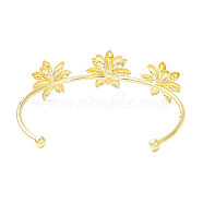 Alloy Flower Open Cuff Bangle for Women, Golden, Inner Diameter: 1-3/4x2-3/8 inch(4.3x6.1cm)(BJEW-D054-01G)