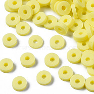 Handmade Polymer Clay Beads, Disc/Flat Round, Heishi Beads, Champagne Yellow, 4x1mm, Hole: 1mm, about 55000pcs/1000g(CLAY-R067-4.0mm-B23)