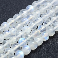 Natural Rainbow Moonstone Beads Strands, Grade A, Round, 6mm, Hole: 1mm, about 67pcs/strand, 15.7 inch(40cm)(G-P342-02B-6mm-A)