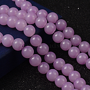 Imitation Jade Glass Beads Strands, Spray Painted, Round, Violet, 8mm, Hole: 1.3~1.6mm, about 100pcs/strand, 31.4 inch(DGLA-S076-8mm-22)