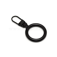 Alloy Zipper Puller, Zip Pull Tab Replacement, Garment and Bag Accessories, Round, Electrophoresis Black, 4.5x2.3x0.4cm, Hole: 10x6.5mm(FIND-WH0098-07EB)