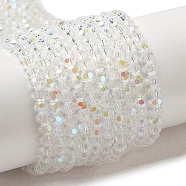 Electroplate Transparent Glass Beads Strands, Faceted, Round, Rainbow Plated, Clear AB, 3mm, Hole: 0.8mm, about 164~166pcs/strand, 19.69~19.88 inch(50~50.5cm)(EGLA-A035-T3mm-L19)