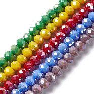 Electroplate Glass Beads Strands, AB Color, Faceted, Rondelle, Mixed Color, 8x6mm, Hole: 1mm, about 68pcs/strand, 15.3 inch(GLAA-F001-8x6mm-MAB)