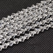 Imitate Austrian Crystal Bicone Glass Beads Strands, Grade AA, Faceted, Clear, 3.5x3mm, Hole: 0.8~1mm, about 120~125pcs/strand, 14.8 inch(X-GLAA-F029-3x3mm-13)