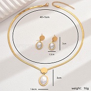 Stylish Stainless Steel Snake Chain Necklace & Stud Earrings for Women, Party Jewelry, Golden(AZ5464-1)