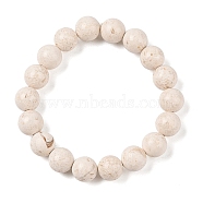 Natural Fossil Round Beaded Stretch Bracelets, Seashell Color, Inner Diameter: 2 inch(5cm), 10mm(G-U005-01C-01)