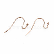 304 Stainless Steel Earring Hooks, Ear Wire, Cadmium Free & Nickel Free & Lead Free, Rose Gold, 11x21mm, 21 Gauge, Pin: 0.7mm(STAS-S111-005RG-NR)