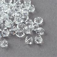 Imitation Crystallized Glass Beads, Transparent, Faceted, Bicone, Clear, 3.5x3mm, Hole: 1mm, about 720pcs/bag(G22QS1181)
