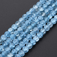 Crackle Glass Beads Strands, Dyed & Heated, Frosted, Round, Cornflower Blue, 4mm, Hole: 0.8mm, about 98~100pcs/strand, 15.35 inch(39cm)(GLAA-S192-D-006C)