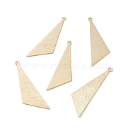 Brass Charms, Triangle, Real 24K Gold Plated, 40x11.5x0.5mm, Hole: 1.4mm(X-KK-Y003-18G)