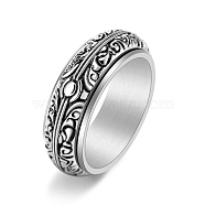 Rotatable Titanium Steel Finger Ring, Paleosphere for Men, Relieve Stress Worry Ring, Antique Silver, Inner Diameter: 19.8mm(PW-WG74BEB-05)