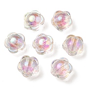 UV Plating Rainbow Iridescent Acrylic Beads, Two Tone Bead in Bead, Flower, Pearl Pink, 12x12.5x8.5mm, Hole: 2.5mm(OACR-A014-03D)
