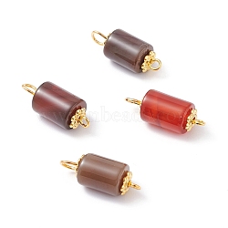 Natural Agate Link Connectors, with Alloy Daisy Spacer Beads and Iron Eye Pin, Golden, Column, 20~21x8mm, Hole: 1.8~2.6mm(PALLOY-JF01083-02)