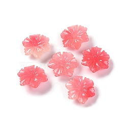 Synthetic Shell Dyed Beads, Flower, Tomato, 8x9x3mm, Hole: 1.2mm(SHEL-C007-04A)