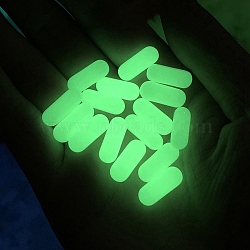 Synthetic Luminous Stone Beads, Glow in the Dark, Capsule Shape, No Hole, Green Yellow, 15x6mm(PW-WG61570-01)