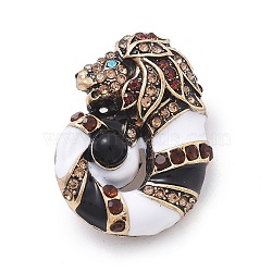 Lion Enamel Pins, Alloy Rhinestone Brooches for Backpack Clothes, Mixed Color, 33.5x25mm(JEWB-E041-02AB)