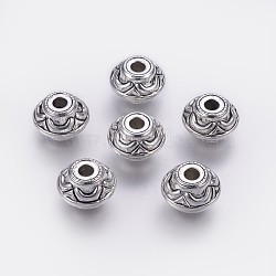 CCB Plastic Beads, Rondelle with Flower, Antique Silver, 20.5x14.5mm, Hole: 5mm(CCB-G006-068AS)