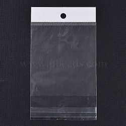 Rectangle OPP Cellophane Bags, Top Self Seal Bags with Hanging Hole, Clear, 14x8x0.01cm, Hole: 7mm, Inner Size: 11.1x8cm(OPC-F005-01B)