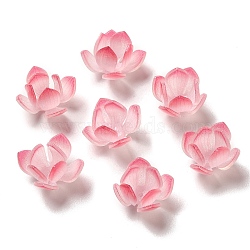 Simulation Lotus Shape Acrylic Bead Cap, for DIY Jewelry Making, Pearl Pink, 18~20x12~13mm, Hole: 1~1.4mm(SACR-C002-12)