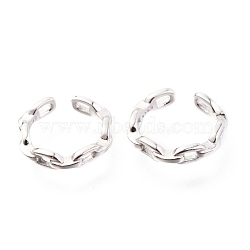 925 Sterling Silver Cuff Earrings, Cable Chain Shape, Platinum, 11.5x2.5mm(EJEW-H124-05P)