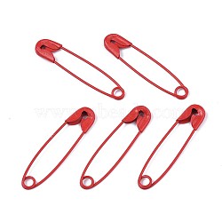 Spray Painted Iron Safety Pins, Cadmium Free & Nickel Free & Lead Free, Red, 30~31x7x2.5mm(IFIN-T017-02H-NR)