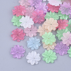Translucent Resin Beads, Flower, Mixed Color, 14.5x14.5x3mm, Hole: 1.2mm(X-RESI-T040-018)