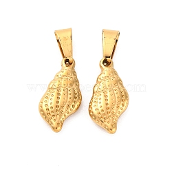 Ion Plating(IP) 304 Stainless Steel Pendants, Spiral Shell, Golden, 18.5x9.5x3.5mm, Hole: 4.5x5.5mm(STAS-G066-26)