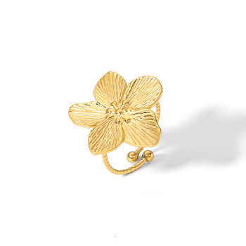 Stainless Steel Flower Cuff Rings for Women, Vintage Accessory for European and American Style, Golden